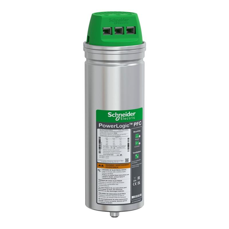 Schneider Electric heavy duty PowerLogic PFC Capacitor, 10/12 kvar - 440 V - 50/60Hz, manufacturer catalog image