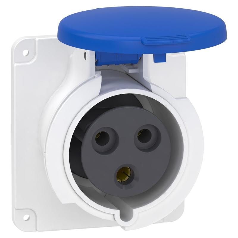 Schneider Electric PratiKa socket - screw - straight - 32A - 2P + E - 200...250 V AC - panel, manufacturer catalog image
