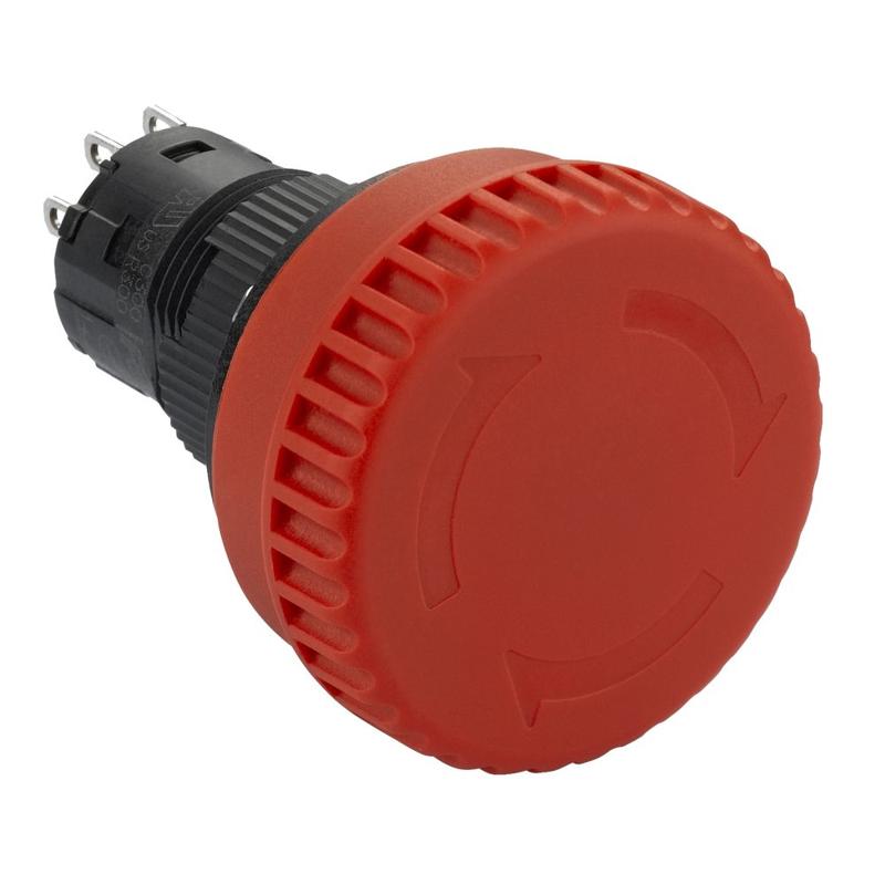 Schneider Electric red Emergency stop Ø 16 - mushroom head Ø 24 - turn to release, manufacturer catalog image