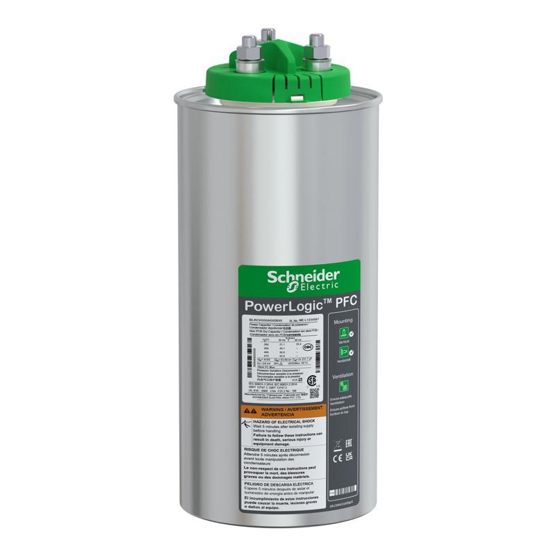 Schneider Electric VarPlus Can HDuty Capacitor - 50/0 kvar - 400 V - 50/60Hz, manufacturer catalog image