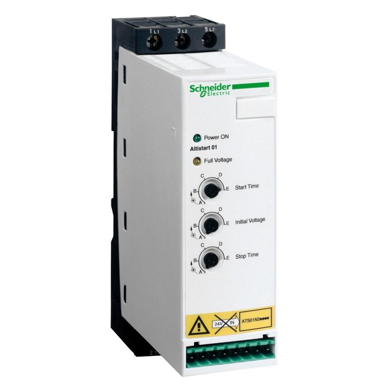 Schneider Electric soft starter for asynchronous motor, Altistart 01, ATS01, 22A, 380 to 415V, 7.5 to 11kW, manufacturer catalog image