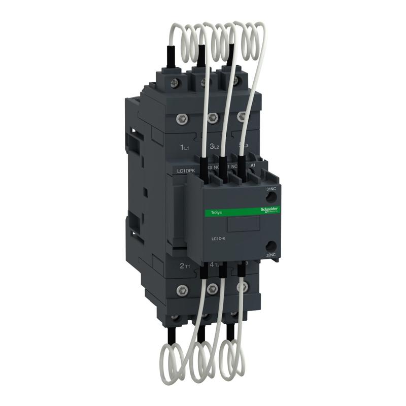 Schneider Electric Capacitor contactor, TeSys D, 30 kVAR at 400 V/50 Hz, coil 220 V AC 50/60 Hz, manufacturer catalog image