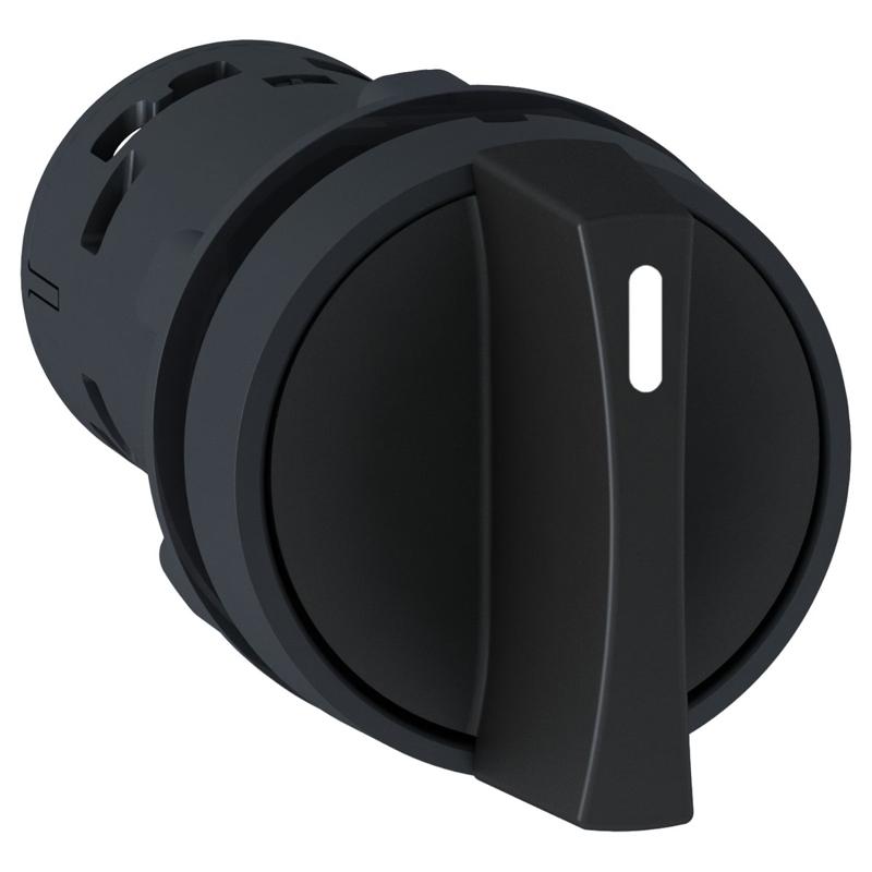 Schneider Electric Monolithic selector switch, plastic, black, Ø22, stay put, 2 positions, stay put, 1 NO, manufacturer catalog image