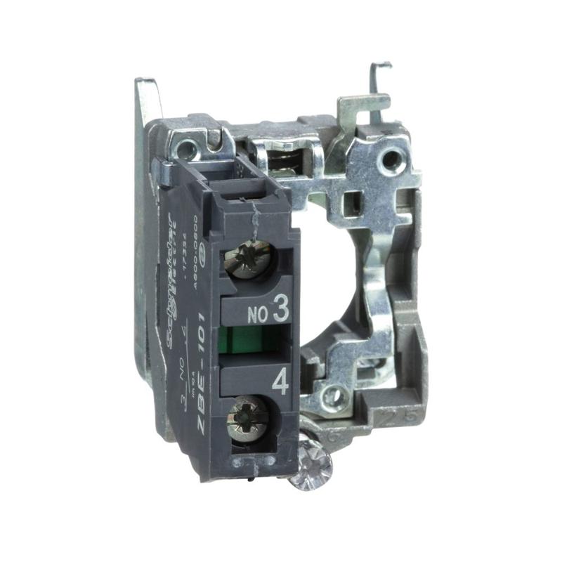 Schneider Electric single contact block with body/fixing collar 1NO screw clamp terminal, manufacturer catalog image