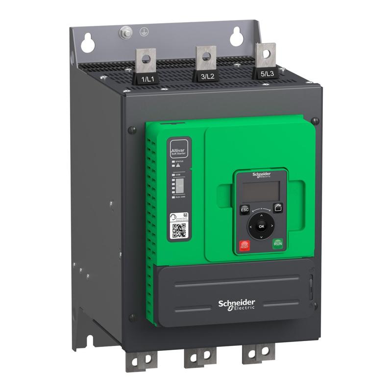 Schneider Electric Soft starter, Altistart 480, 170A, 208 to 690V AC, control supply 110 to 230V AC, manufacturer catalog image