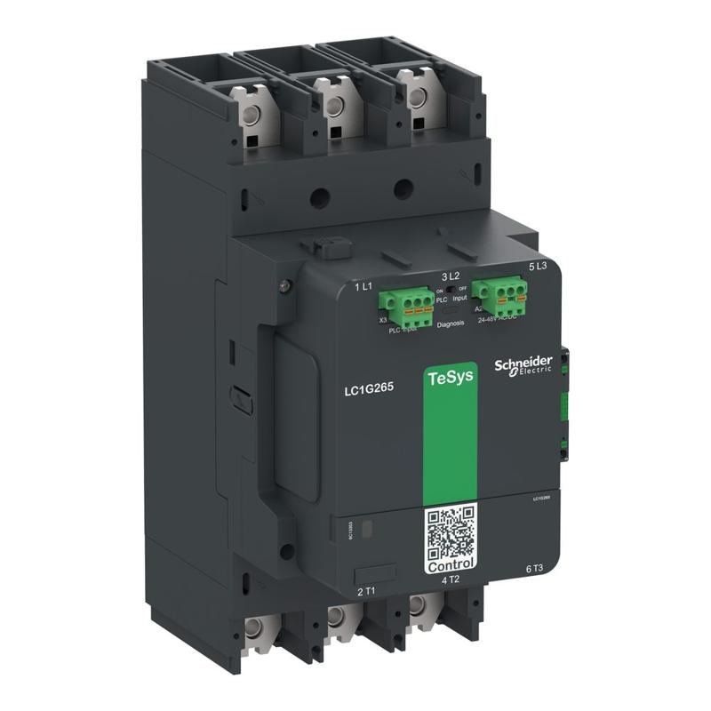Schneider Electric High power contactor, TeSys Giga, 3 pole (3NO), AC-3 <=440V 330A, advanced version, 200…500V wide band AC/DC coil, manufacturer catalog image
