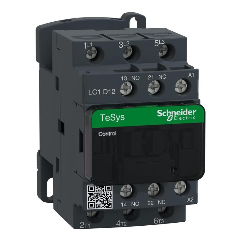 Schneider Electric TeSys D contactor - 3P(3 NO) - AC-3 - <= 440 V 12 A - 220 V AC coil, manufacturer catalog image