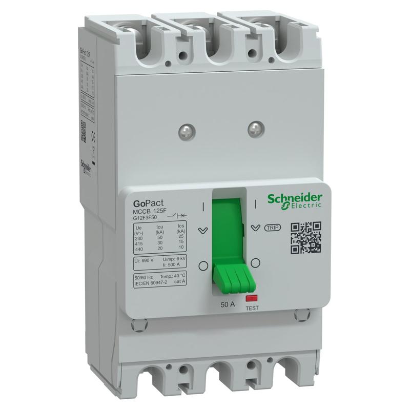 Schneider Electric GoPact MCCB 125 circuit breaker, 50 A at 40 °C, manufacturer catalog image