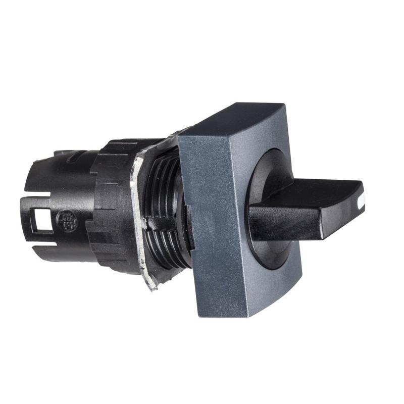 Schneider Electric black rectangular selector switch head Ø16 3-position stay put, manufacturer catalog image