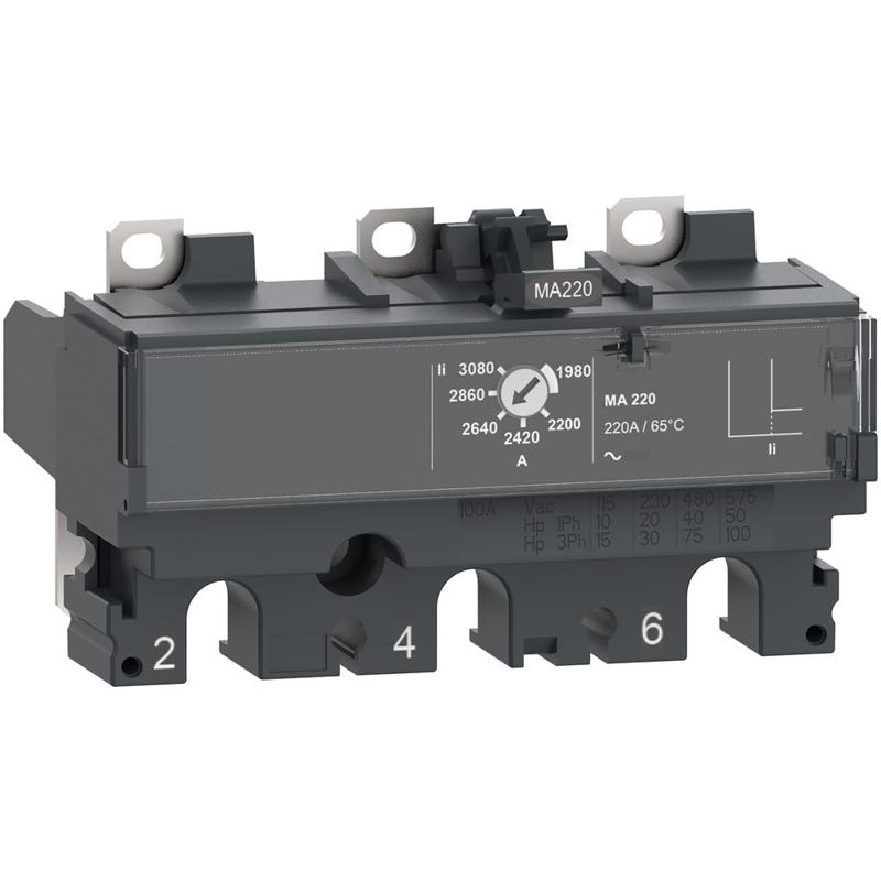 Schneider Electric Trip unit MA220 for ComPacT NSX 250 circuit breakers, magnetic, rating 220A, 3 poles 3d, manufacturer catalog image