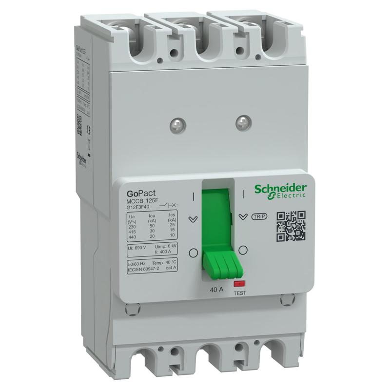 Schneider Electric GoPact MCCB 125 circuit breaker, 40 A at 40 °C, manufacturer catalog image