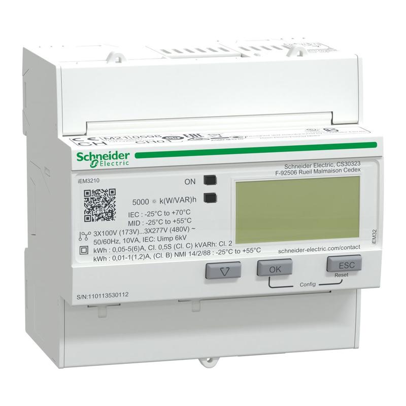 Schneider Electric iEM3210 energy meter - CT - 1 pulse O - MID, manufacturer catalog image