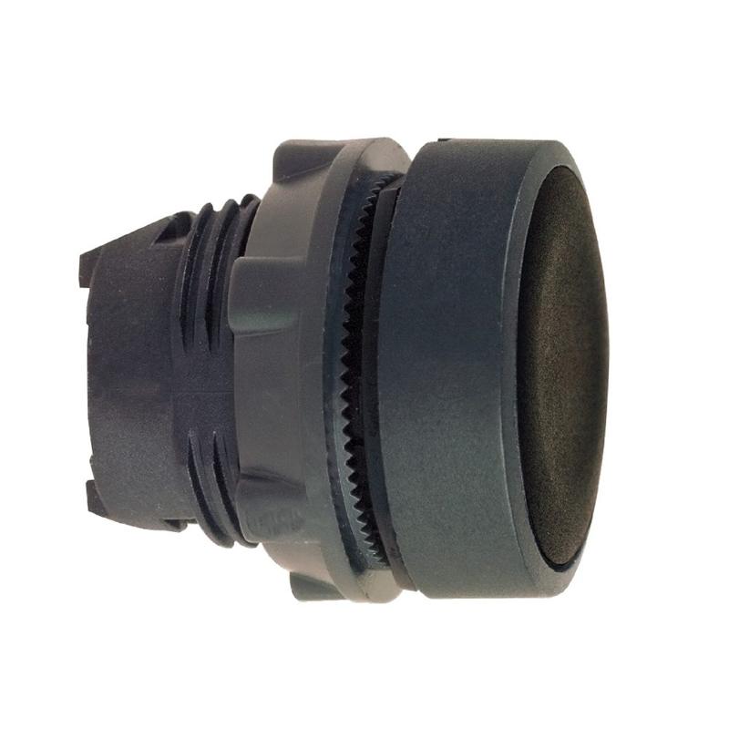 Schneider Electric black flush pushbutton head Ø22 spring return unmarked, manufacturer catalog image