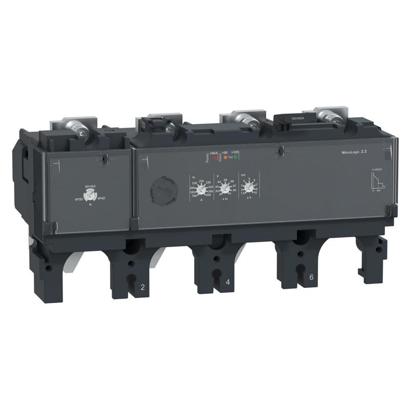 Schneider Electric Trip unit MicroLogic 2.3 for ComPacT NSX 400/630 circuit breakers, electronic, rating 400A, 4 poles 4d, manufacturer catalog image