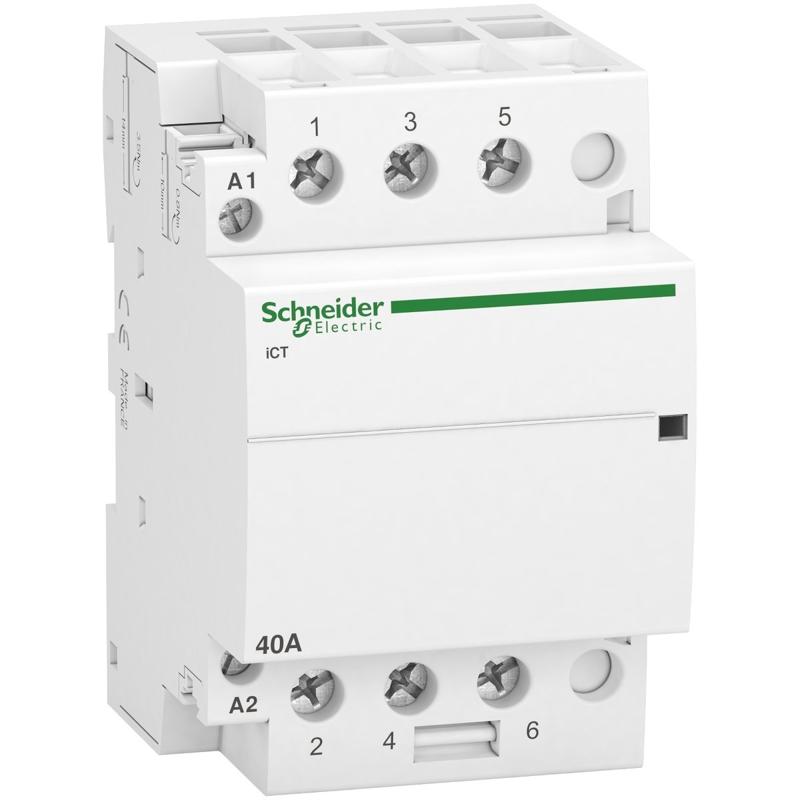Schneider Electric contactor iCT - 3 poles - 3 NO - 40 A - 220..240 V AC, manufacturer catalog image