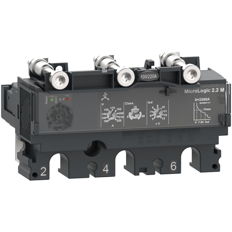 Schneider Electric trip unit MicroLogic 2.2 M for ComPacT NSX 160/250 circuit breakers, electronic, rating 150 A, 3 poles 3d, manufacturer catalog image