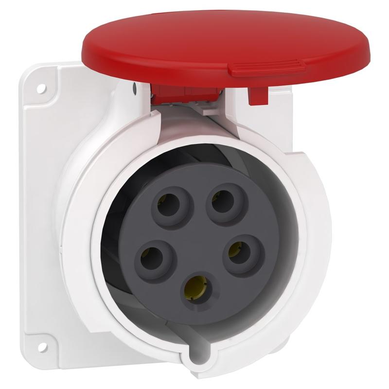 Schneider Electric PratiKa socket - fast - straight - 32A - 3P + N + E - 380...415 V AC - panel, manufacturer catalog image