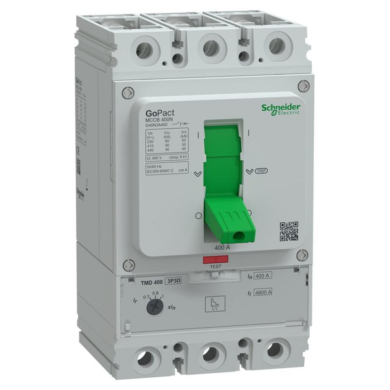 Schneider Electric GoPact MCCB 400 circuit breaker, 400 A at 40 °C, manufacturer catalog image