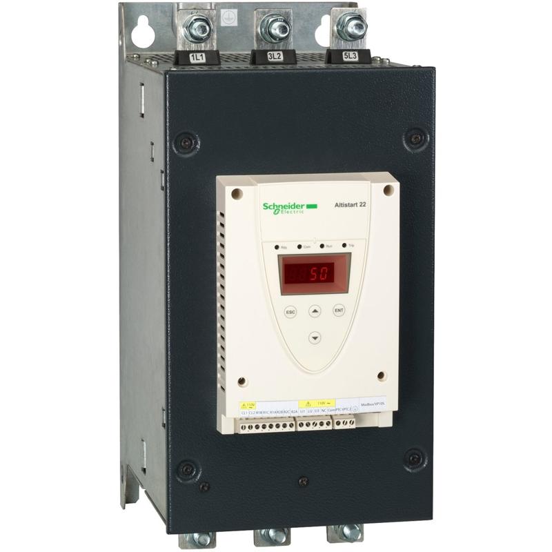 Schneider Electric soft starter for asynchronous motor, Altistart 22, control 230V, 230 to 440V, 90 to 160kW, manufacturer catalog image