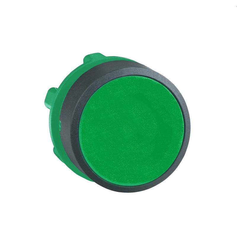 Schneider Electric Push button head, plastic, flush, green, Ø22, spring return, unmarked, manufacturer catalog image
