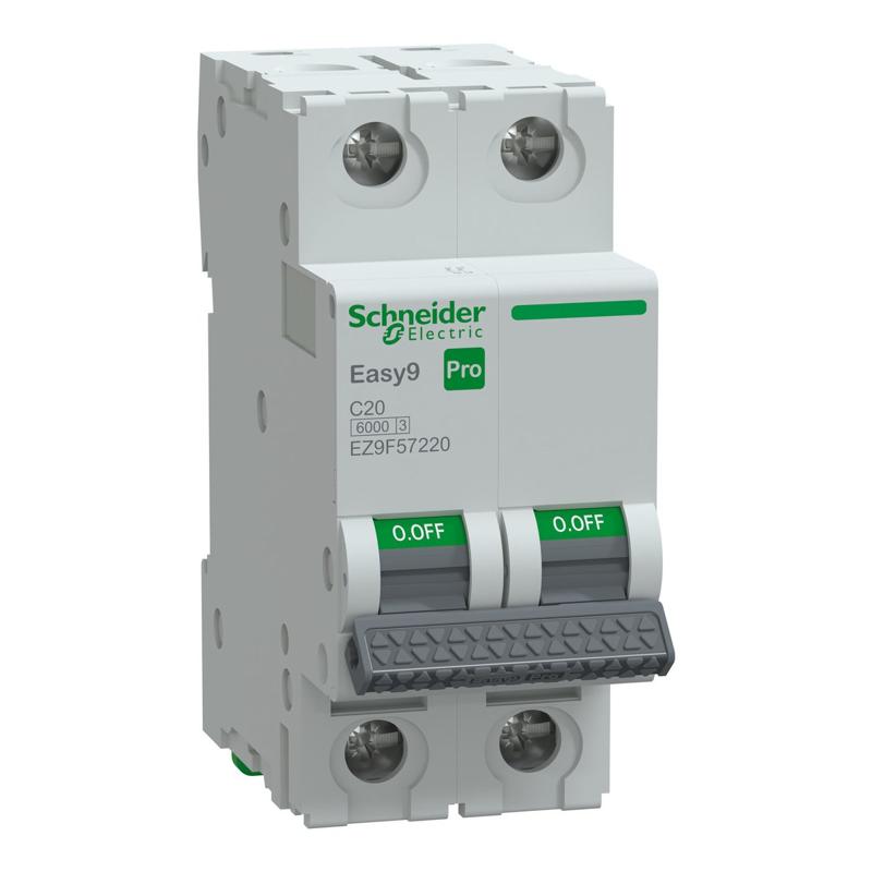Schneider Electric Miniature Circuit Breaker(MCB), Easy9 Pro, 2P, 20A, C curve, 6000A(IEC/EN 60898-1), manufacturer catalog image