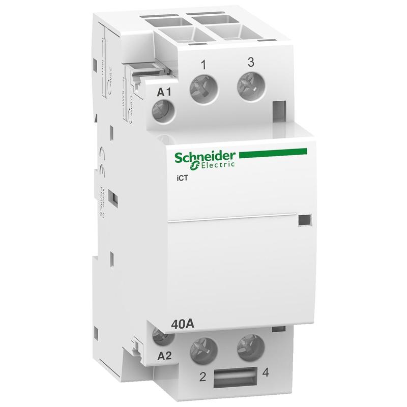 Schneider Electric contactor iCT - 2 poles - 2 NO - 40 A - 220..240 V AC, manufacturer catalog image