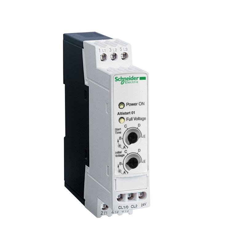 Schneider Electric soft starter for asynchronous motor, Altistart 01, ATS01, 3A, 110 to 480V, 0.55 to 1.1kW, manufacturer catalog image