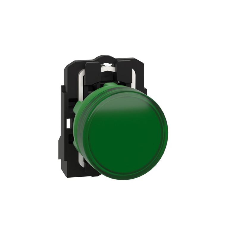 Schneider Electric Pilot light, plastic, green, Ø22, plain lens with integral LED, 24 V AC/DC, manufacturer catalog image