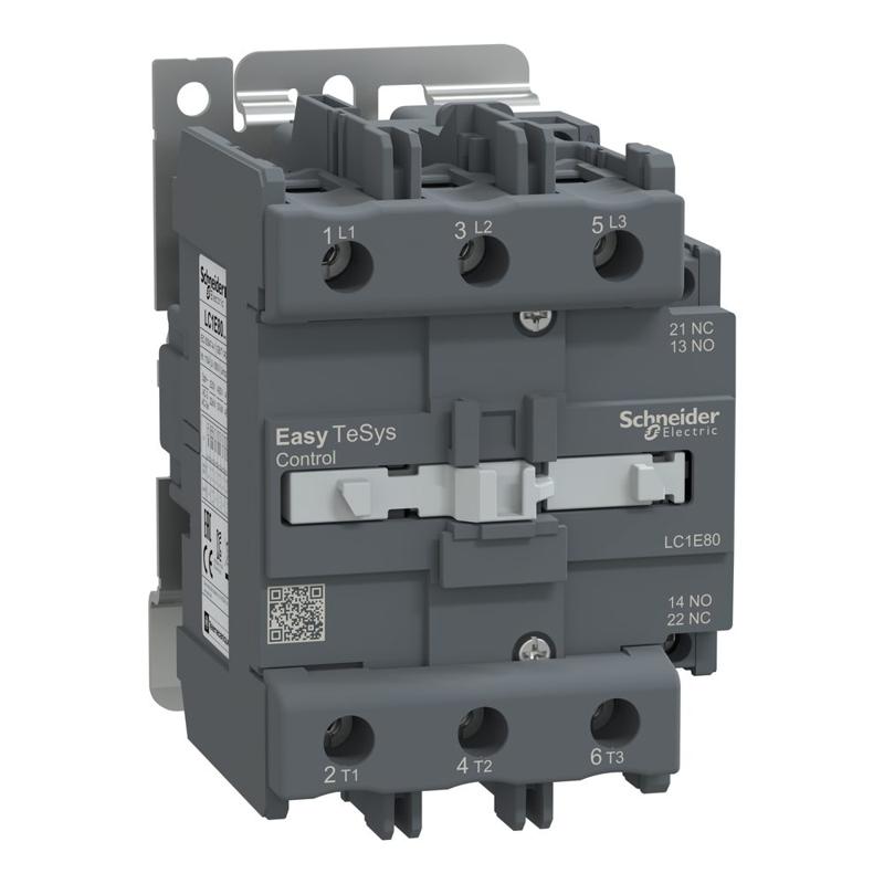 Schneider Electric EasyPact TVS contactor 3P(3 NO) - AC-3 - <= 440 V 80A - 220 V AC coil, manufacturer catalog image