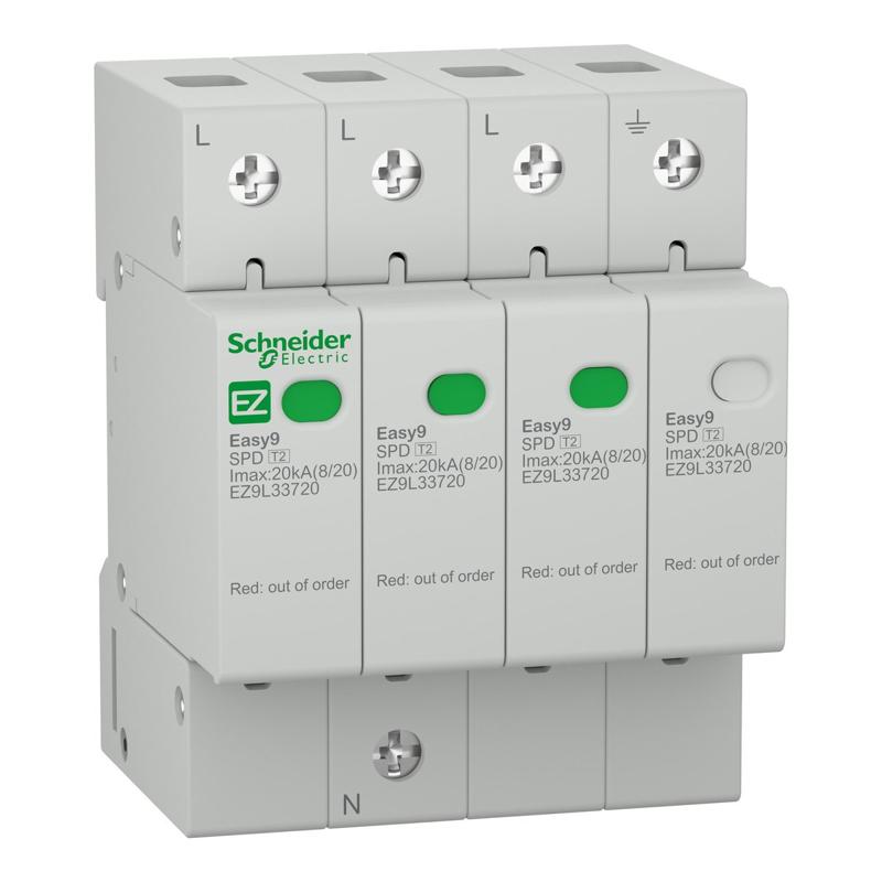 Schneider Electric Easy9 surge arrester - 3P + N - 400 V - 20000 A, manufacturer catalog image