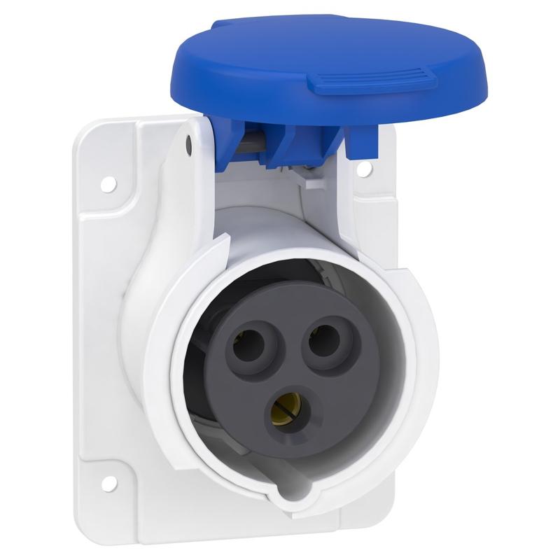 Schneider Electric PratiKa socket - screw - straight - 16A - 2P + E - 200...250 V AC - panel, manufacturer catalog image