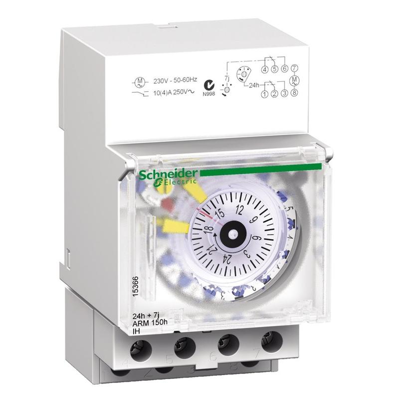 Schneider Electric Acti 9 - IH - mechanical time switch - 24 hours + 7 days - 150 h memory, manufacturer catalog image