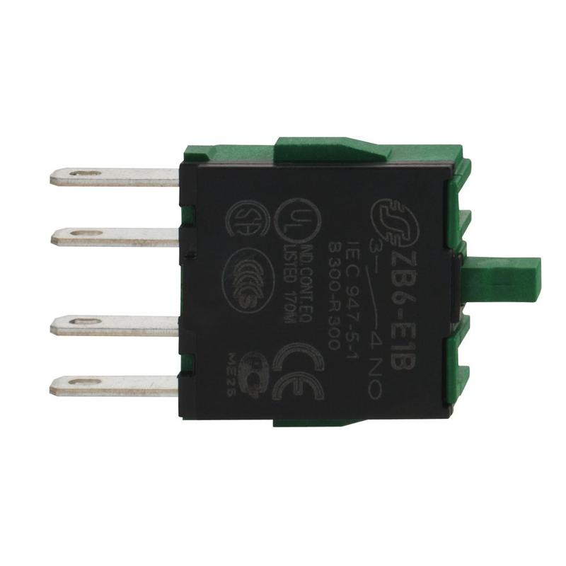 Schneider Electric single contact block for head Ø16 1NC faston connector, manufacturer catalog image