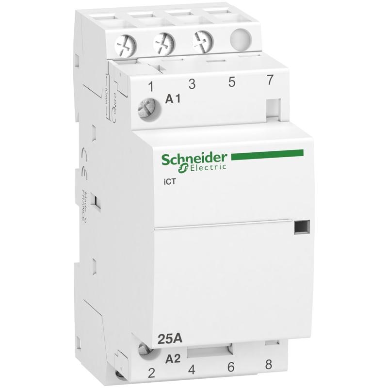 Schneider Electric contactor iCT - 3 poles - 3 NO - 25 A - 220..240 V AC, manufacturer catalog image