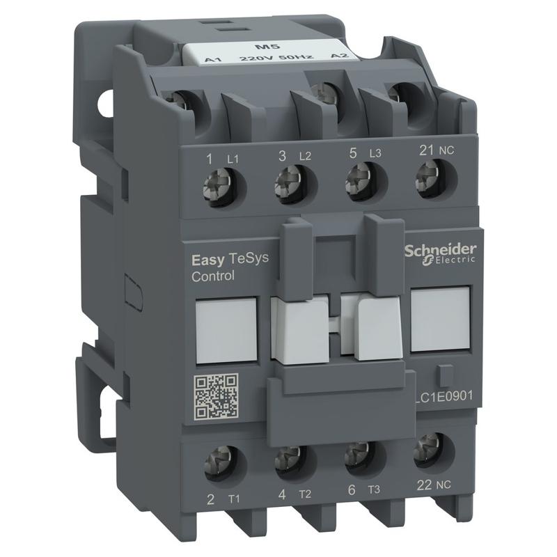 Schneider Electric EasyPact TVS contactor 3P(3 NO) - AC-3 - <= 440 V 9A - 220 V AC coil, manufacturer catalog image